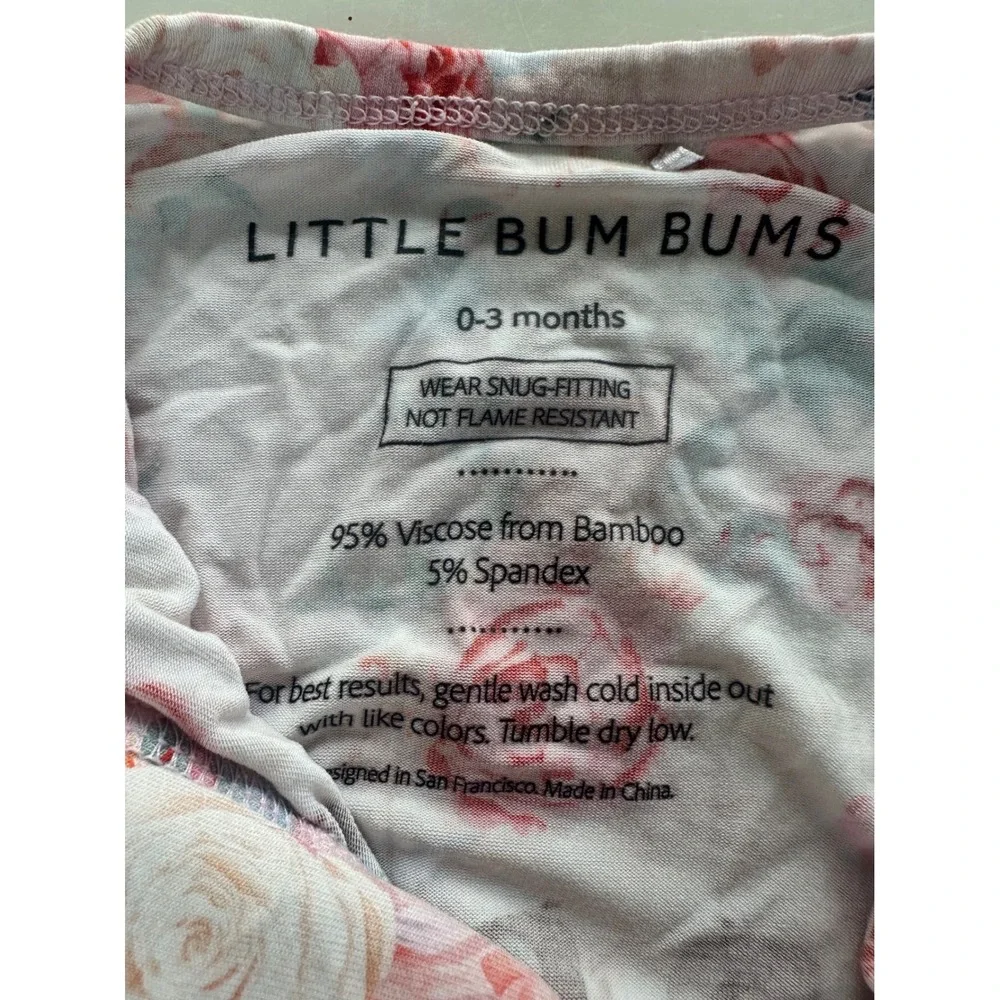 Little Bum Bums Footie Sleeper 0-3M Pink Floral Skull Excellent Ruffle Bamboo